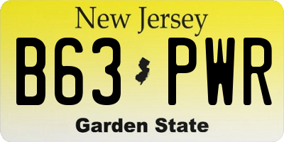 NJ license plate B63PWR