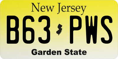 NJ license plate B63PWS