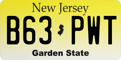 NJ license plate B63PWT