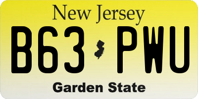 NJ license plate B63PWU
