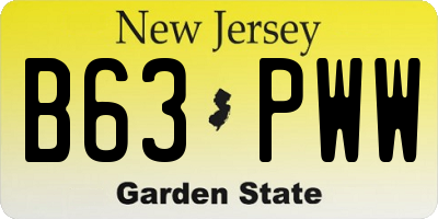 NJ license plate B63PWW