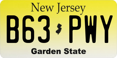 NJ license plate B63PWY