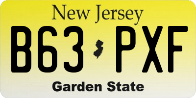 NJ license plate B63PXF