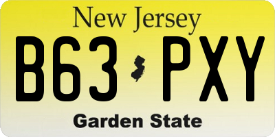NJ license plate B63PXY