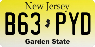 NJ license plate B63PYD