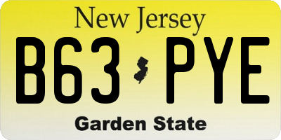 NJ license plate B63PYE