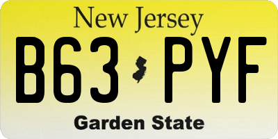 NJ license plate B63PYF