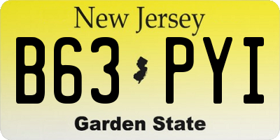NJ license plate B63PYI