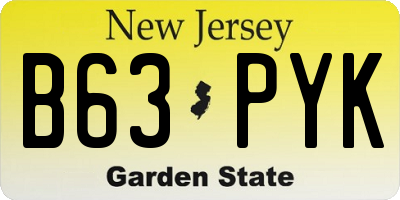 NJ license plate B63PYK