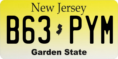 NJ license plate B63PYM