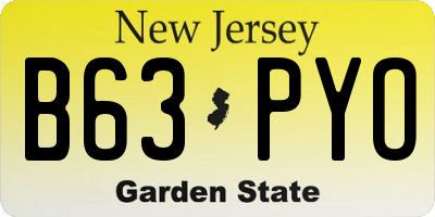 NJ license plate B63PYO