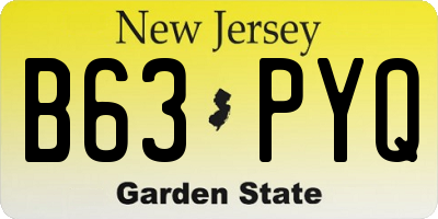 NJ license plate B63PYQ
