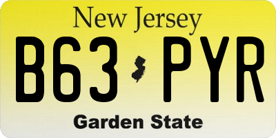 NJ license plate B63PYR
