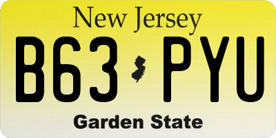 NJ license plate B63PYU