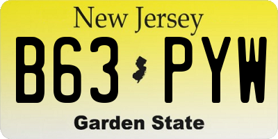 NJ license plate B63PYW