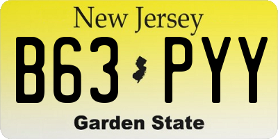 NJ license plate B63PYY