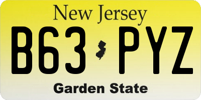 NJ license plate B63PYZ