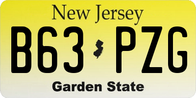 NJ license plate B63PZG
