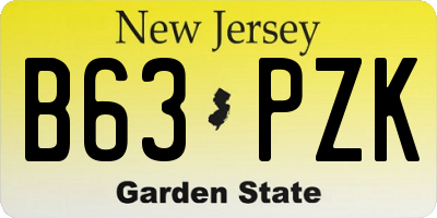 NJ license plate B63PZK