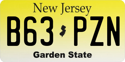 NJ license plate B63PZN