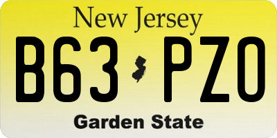 NJ license plate B63PZO
