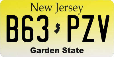 NJ license plate B63PZV
