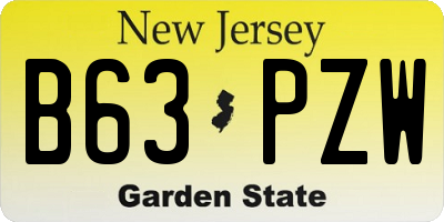 NJ license plate B63PZW