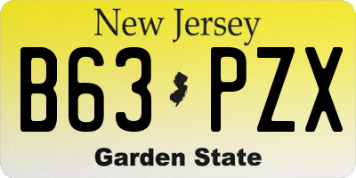 NJ license plate B63PZX
