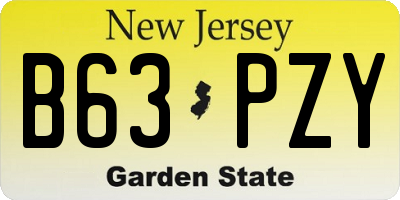 NJ license plate B63PZY