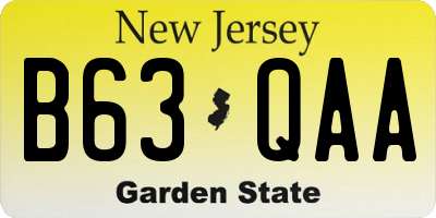 NJ license plate B63QAA