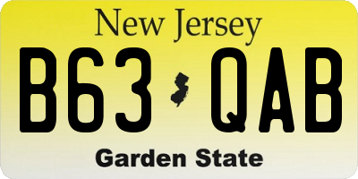 NJ license plate B63QAB