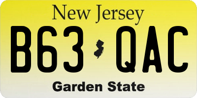 NJ license plate B63QAC