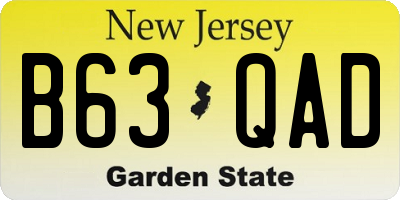 NJ license plate B63QAD