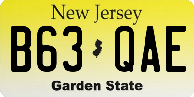NJ license plate B63QAE
