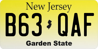 NJ license plate B63QAF