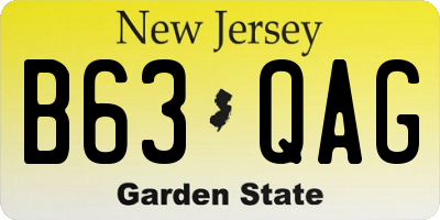 NJ license plate B63QAG