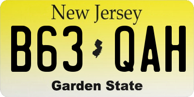 NJ license plate B63QAH