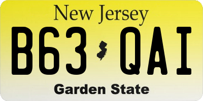 NJ license plate B63QAI