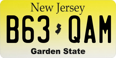 NJ license plate B63QAM