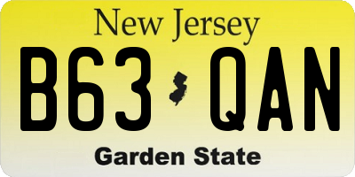 NJ license plate B63QAN
