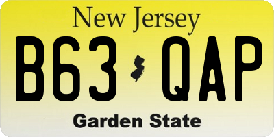 NJ license plate B63QAP
