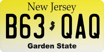 NJ license plate B63QAQ