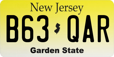 NJ license plate B63QAR