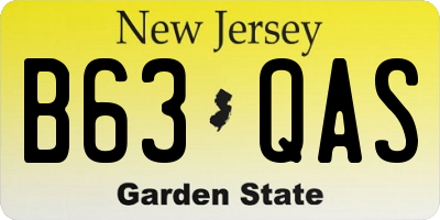 NJ license plate B63QAS