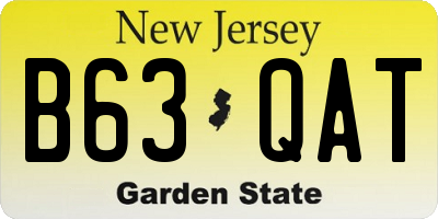 NJ license plate B63QAT