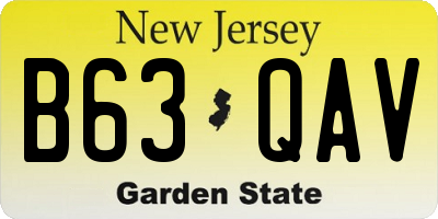 NJ license plate B63QAV