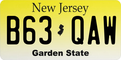 NJ license plate B63QAW