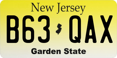 NJ license plate B63QAX