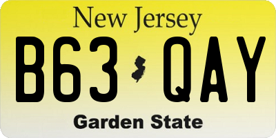NJ license plate B63QAY
