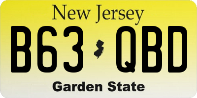 NJ license plate B63QBD